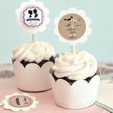 Vintage Wedding Cupcake Wrappers & Cupcake Toppers