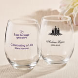 Personalized Stemless Wine Glass Favors - 9 Ounce