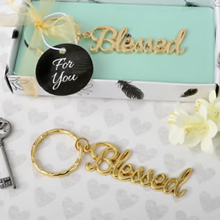 Blessed theme gold metal key chain from fashioncraft