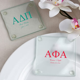 Personalized Glass Greek Design Coaster