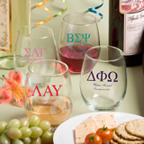 Stemless Wine Glasses - 15 Ounce: Greek Designs