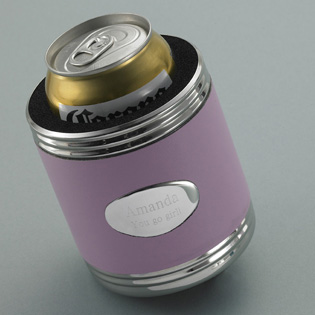 Personalized Pink Leather Koozie