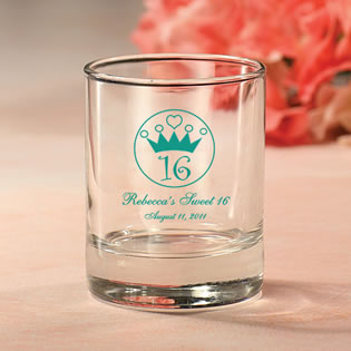 Personalized Sweet Sixteen Votive Favors or shot glass.