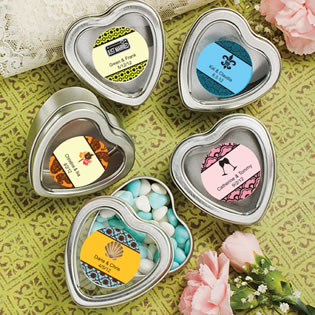 Personalized Expressions Collection Silver Heart Shaped Mint Tin Favors