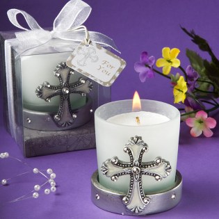  Regal Favor Collection  Cross Themed Candle Holders