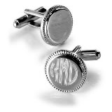 Personalized Silver Round Beaded Cufflink Favors