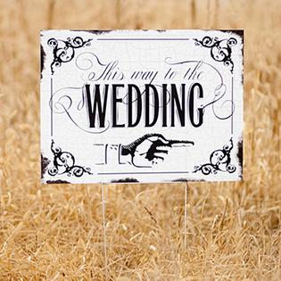Vintage This Way to the Wedding Yard Sign