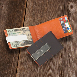 Personalized Metro Leather Wallet & Money Clip