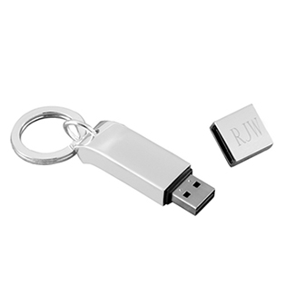 Personalized Sterling Silver Plated 2GB USB Flash Drive and Keychain