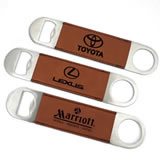 Custom Corporate Brown Faux Leather Paddle Bottle Openers