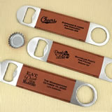 Personalized Brown Faux Leather Paddle Bottle Openers