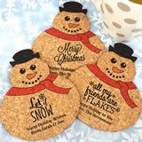 Personalized Snowman Cork Coaster