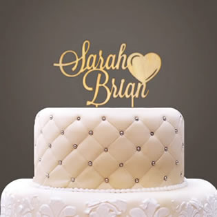 Personalized Wooden Names with Heart Cake Topper