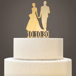 Personalized Wooden Bride & Groom Cake Topper