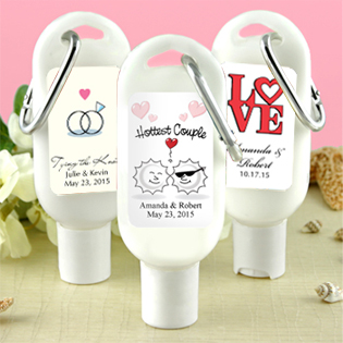 Sunscreen Favors with Carabiner (SPF 30): Heart Designs