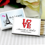 Personalized Matches - Set of 50 (White Box): Heart Designs