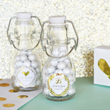 Personalized Metallic Foil Mini Glass Bottles - Wedding