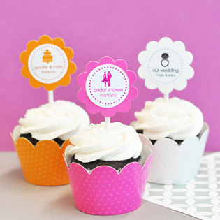 MOD Theme Silhouette Cupcake Wrappers & Cupcake Toppers