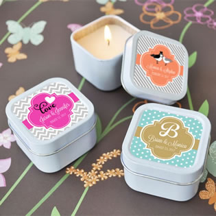 Personalized Square Candle Tin Favors - ON SALE