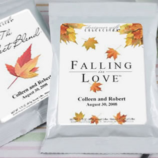 Personalized Fall Theme Coffee Favors, White Bag - (5 designs available)