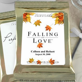 Personalized Fall Theme Coffee Favors, Gold Bag - (5 designs available)