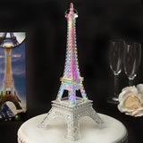 Eiffel tower centerpiece in clear acrylic plastic with colorful LED lights