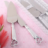 two piece shiny silver cake knife set from fashioncraft