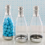 Perfectly plain silver accented clear champagne bottle container