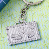 Silver luggage tag key chain