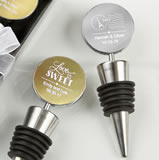 Wine bottle stoppers from our Personalized Metallics Collection