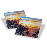 Set of 2 glass coasters - sunset beach design
