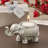 Good luck silver Indian elephant candle holder