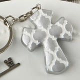Silver Cross key chain with a Hampton link design from fashioncraft