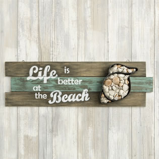 Shell Wall sign - 'Life is better at the Beach' From Gifts By Fashioncraft