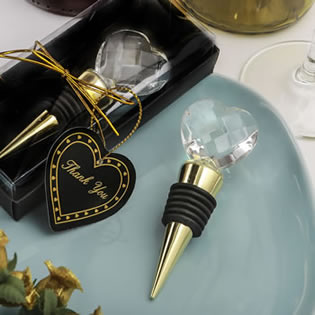 Choice Crystal Gold Bottle Stopper With Crystal Heart Design from fashioncraft