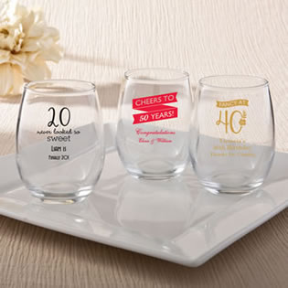 Personalized 9 oz Stemless Wine Glasses From Fashioncraft - birthday design
