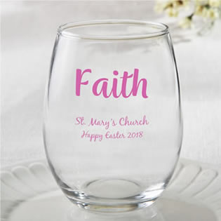 Personalized Stemless Wine Glass Wedding Favors- 9 Ounce