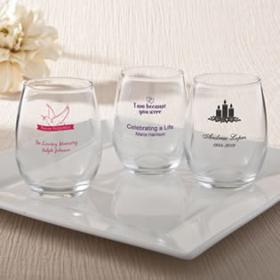 Personalized Stemless Wine Glass Favors - 9 Ounce