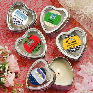 Design Your Own Collection Scented Heart Shaped Travel Candles - Holiday Themed