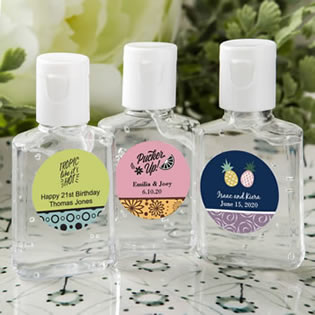 personalized expressions hand sanitizer favors - tropical design