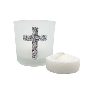 Candle Favors with Sparkling Silver Cross