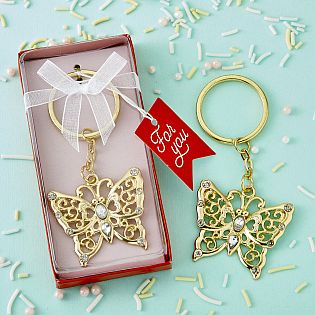 Luxurious gold butterfly design metal key chain