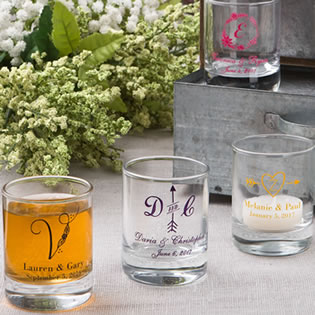 Shot glass or votive from Fashioncraft's Silkscreened Monogram Collection