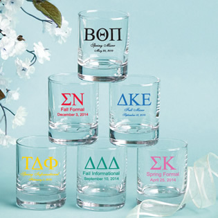 Personalized Shot Glass Favors: Greek Designs