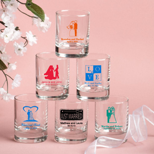Wedding Theme Personalized Shot Glass Favors