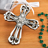 Silver Cross Ornament with Antique Finish from Fashioncraft