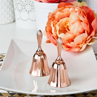 Rose gold metal kissing bell or wedding bell from fashioncraft