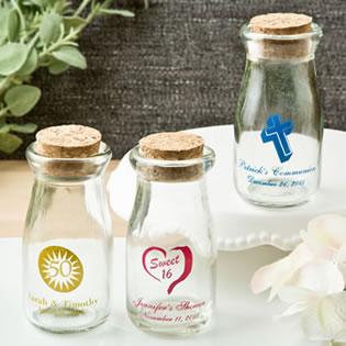 Design your own personalized vintage milk bottles with round cork top