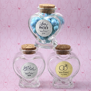 Personalized Metallics Collection heart shaped glass jars