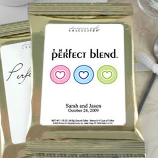 Personalized Heart Theme Coffee Favors, Gold Bag - (4 designs available)